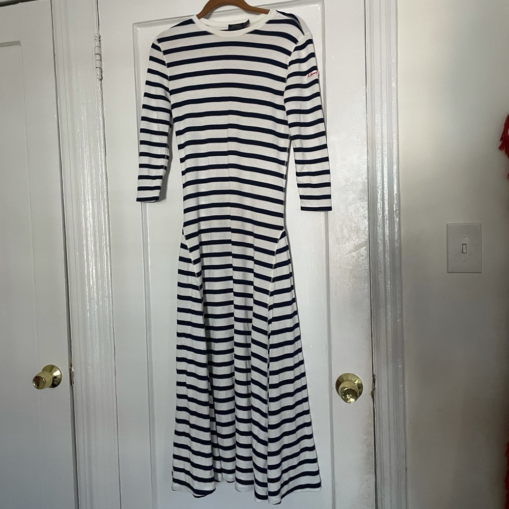 EUC Polo by Ralph Lauren Navy Blue Stripe Dress